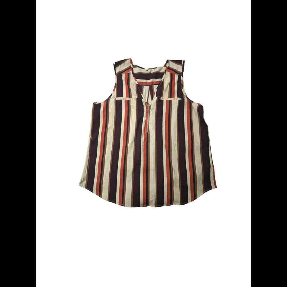 Mileage 3x Stripe Tank With Zipper Front Accent